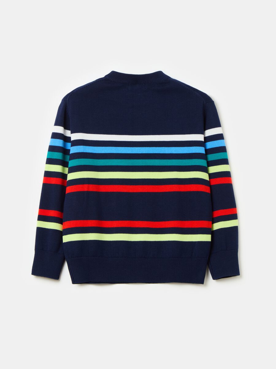 Pullover with round neck and striped design_1