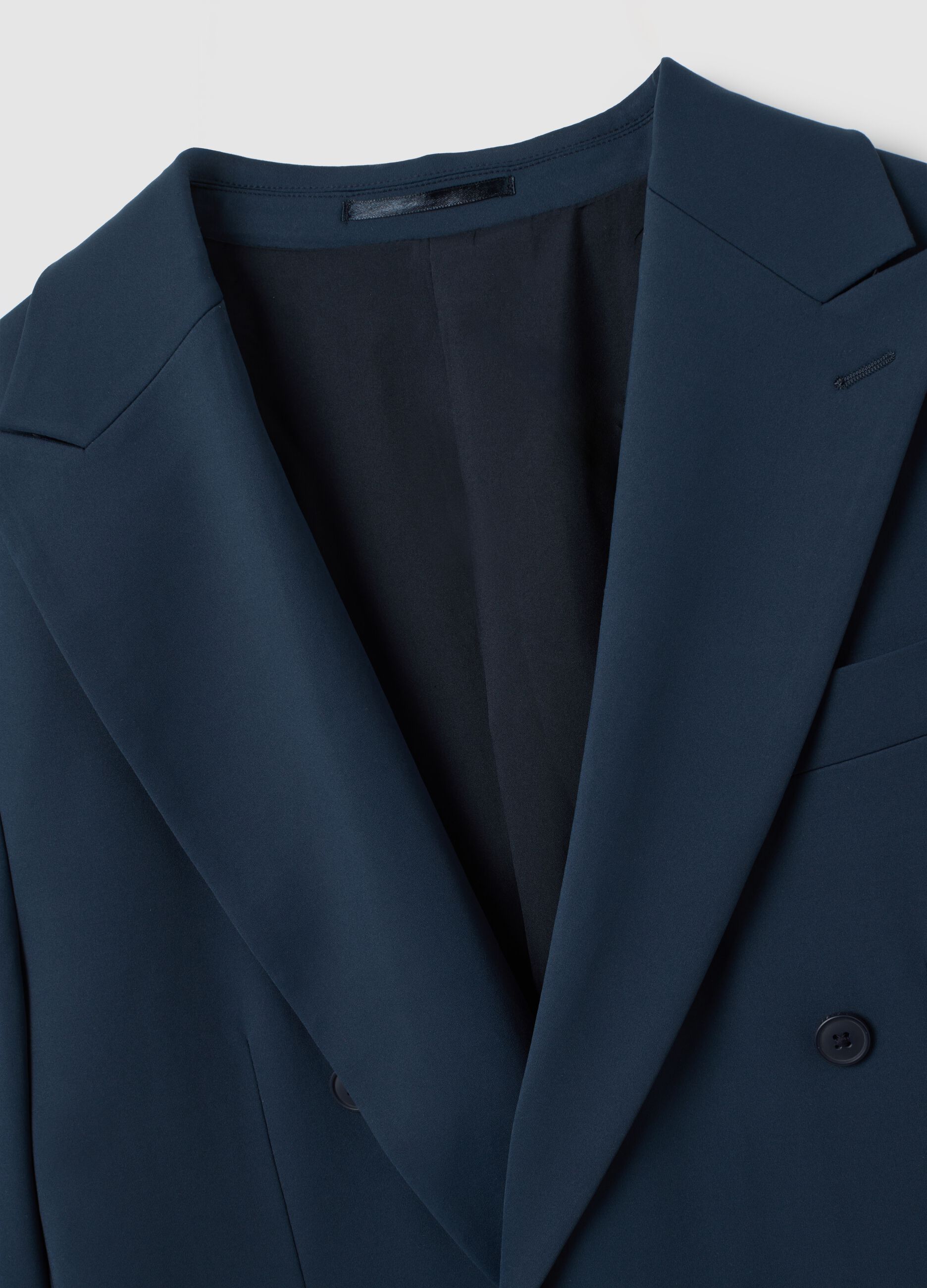 Blue Stretch Fabric Slim Fit Blazer
