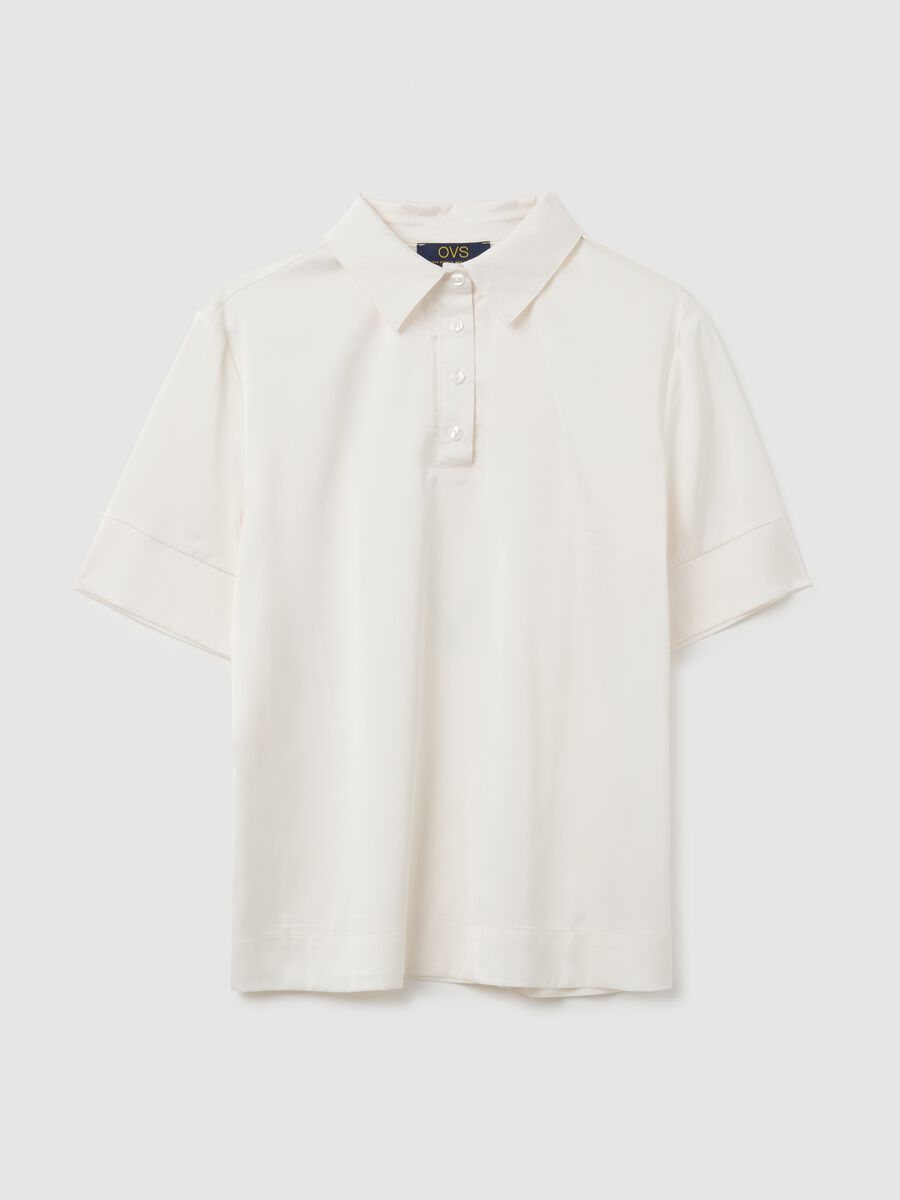 Camicia in tessuto elasticizzato bianca regular fit_4