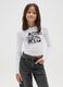 White long-sleeve t-shirt for girls in stretch cotton_0
