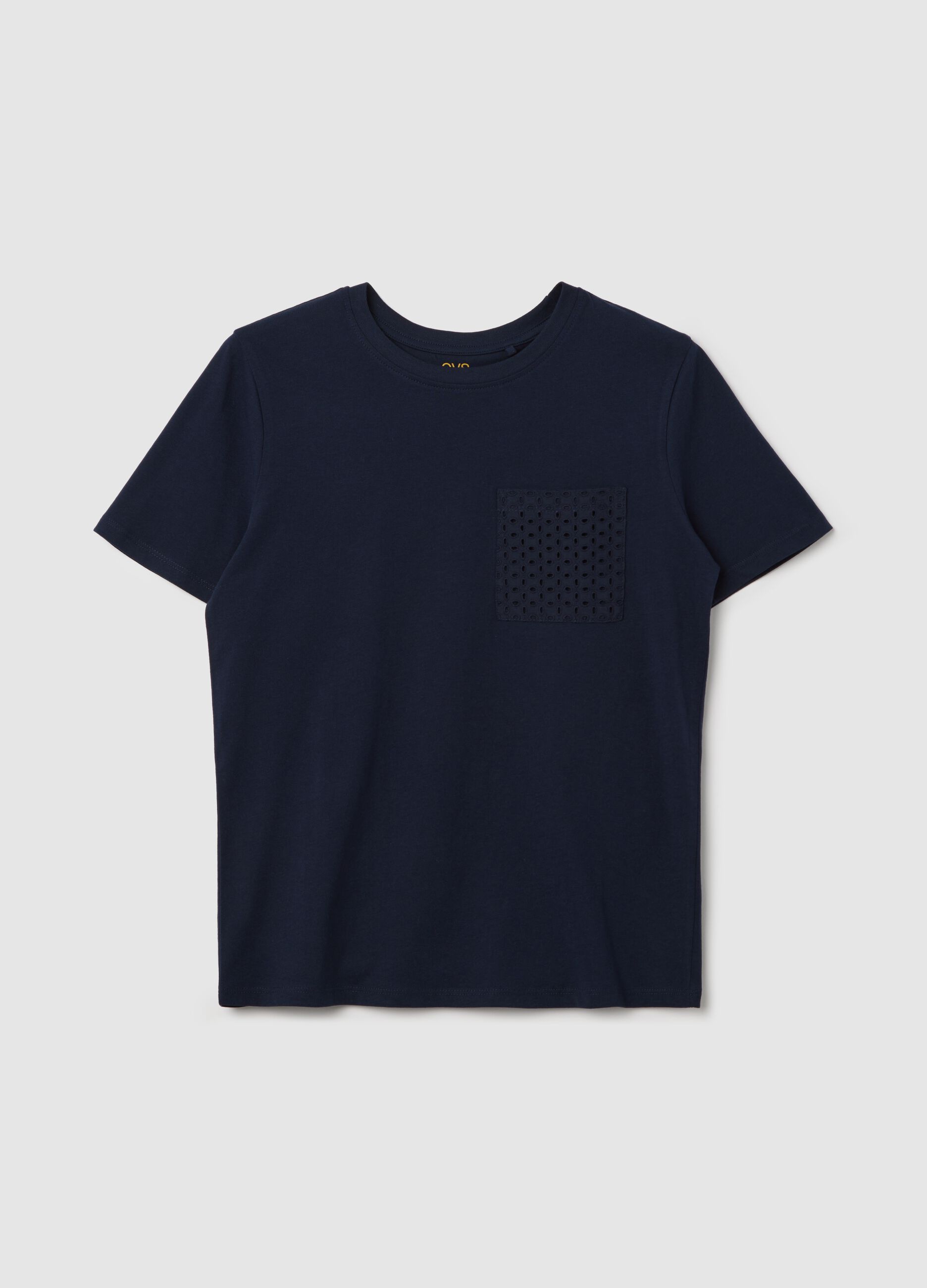 Blue T-shirt with embroidered pocket in Ovs cotton