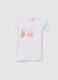 White cotton regular fit girls' T-shirt with Barbie logo_0