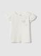 White stretch cotton t-shirt with frills for girls_0