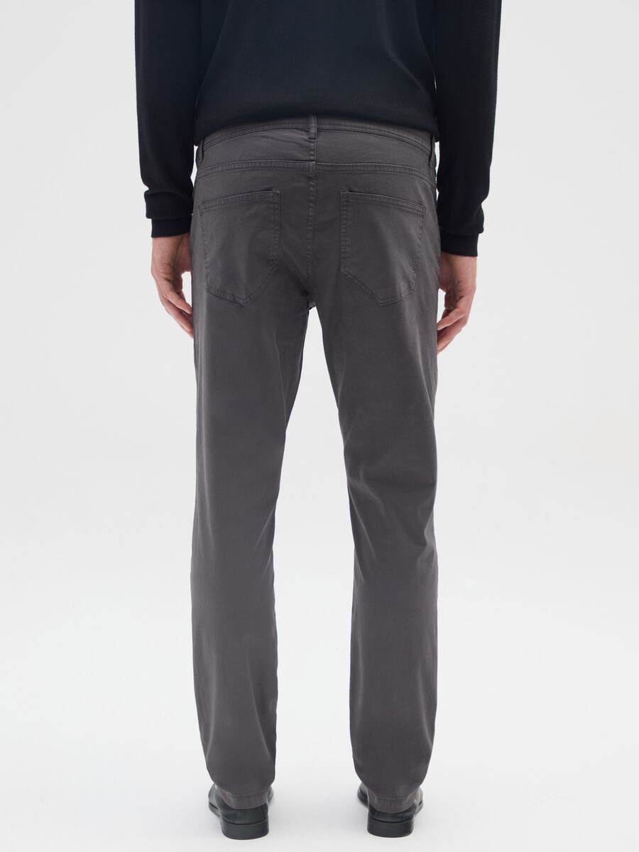 Grey Slim Fit Stretch Cotton Trousers_2