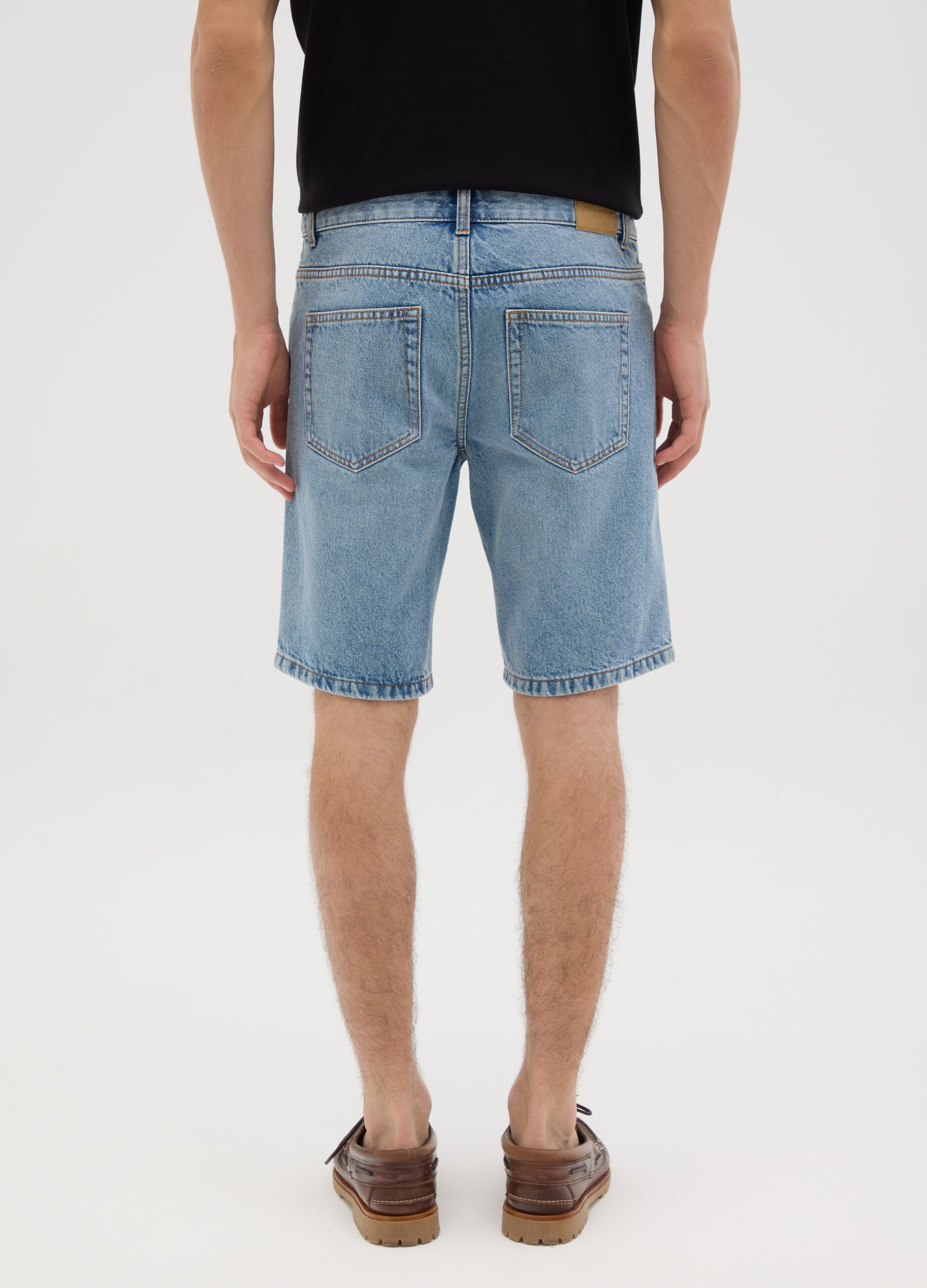 Men's Grey Denim Pure Cotton Slim Fit Shorts
