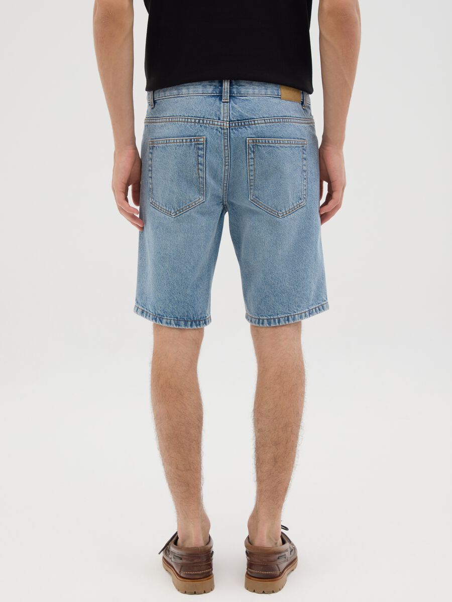 Men's Grey Denim Pure Cotton Slim Fit Shorts_3