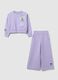 Girls' Regular Fit Purple Suit in Cotton Blend with Print_0