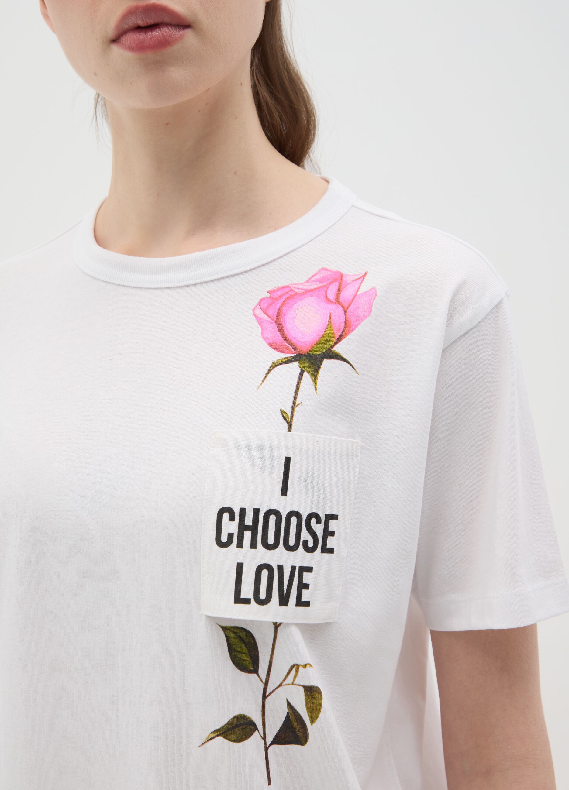 White T-shirt with "I Choose Love" print