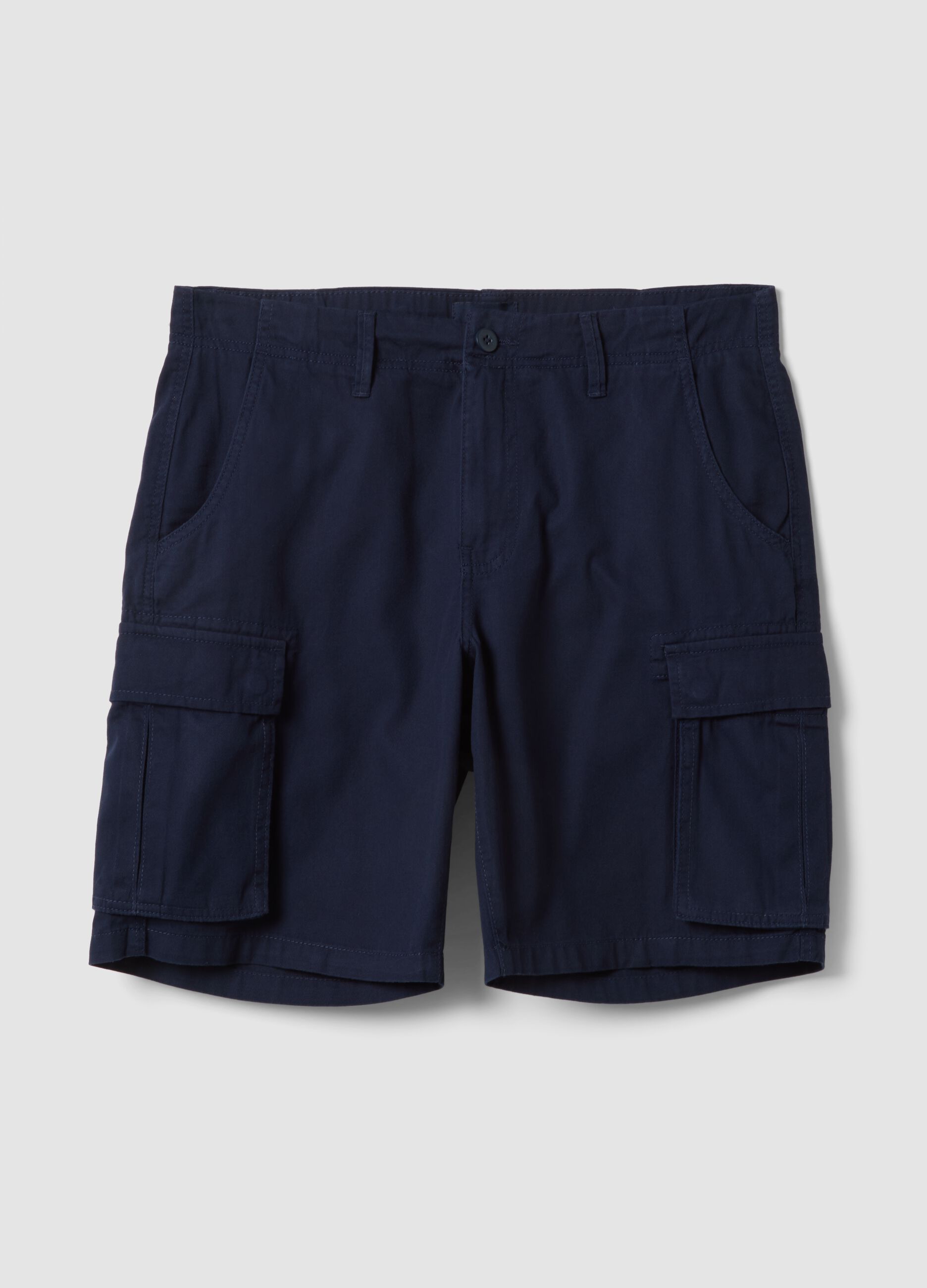 Blue pure cotton regular-fit cargo shorts