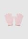 Pink knitted gloves for girls_1
