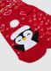 Girls' red cotton blend non-slip socks with Christmas print_0