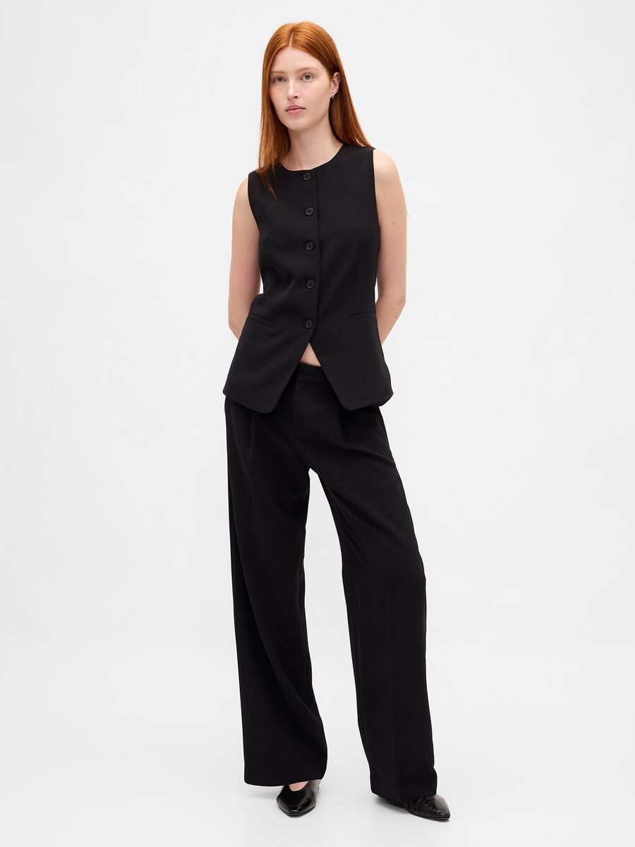 Black Stretch Wide-Leg Trousers_0