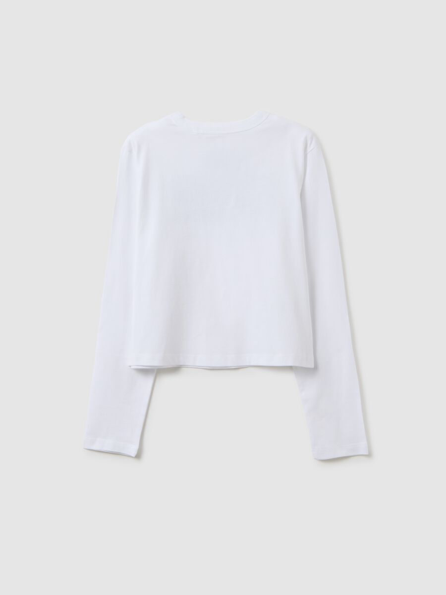 Girl's pure cotton white regular fit top_1