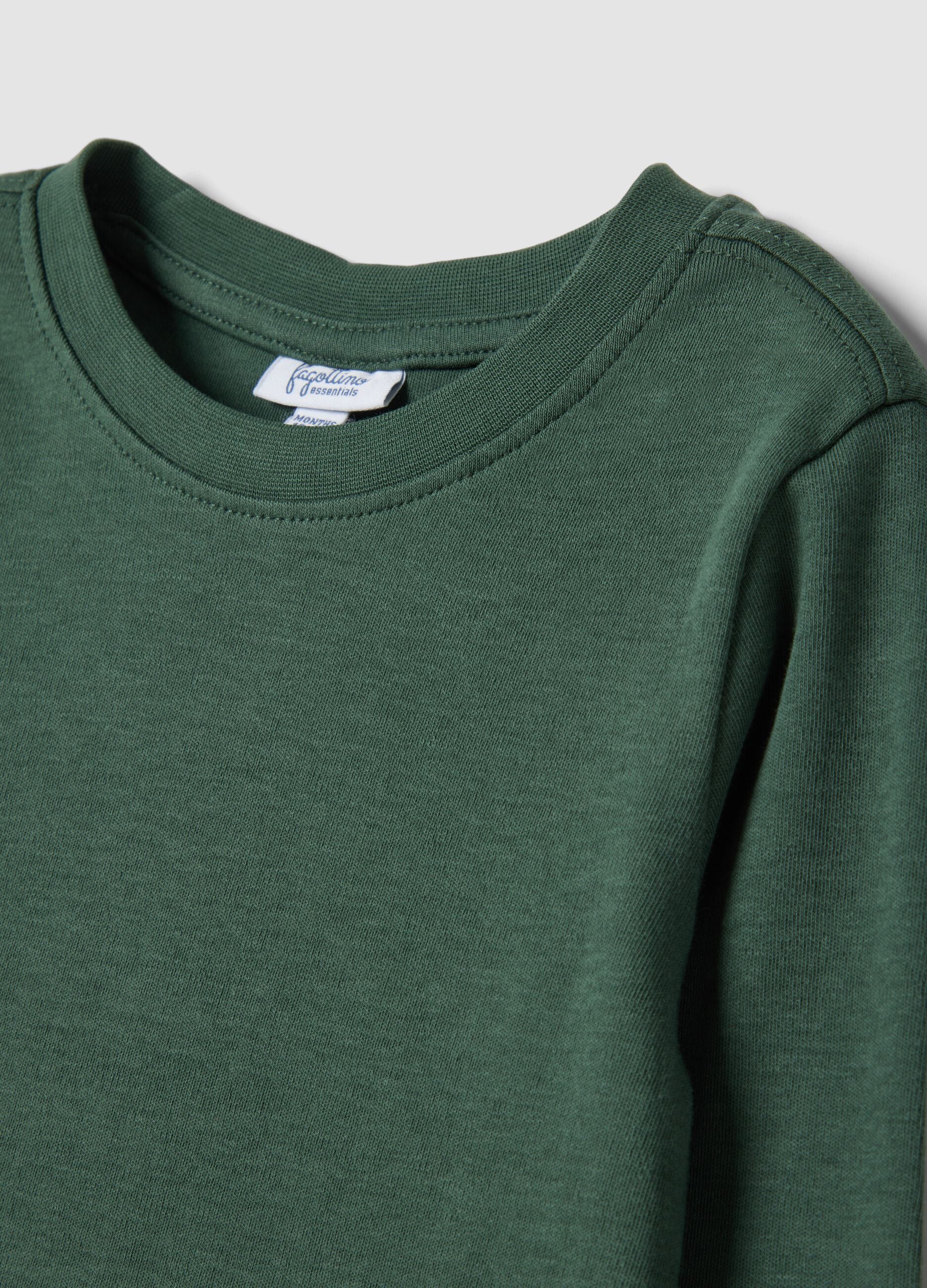 Maglietta verde in puro cotone organico con girocollo