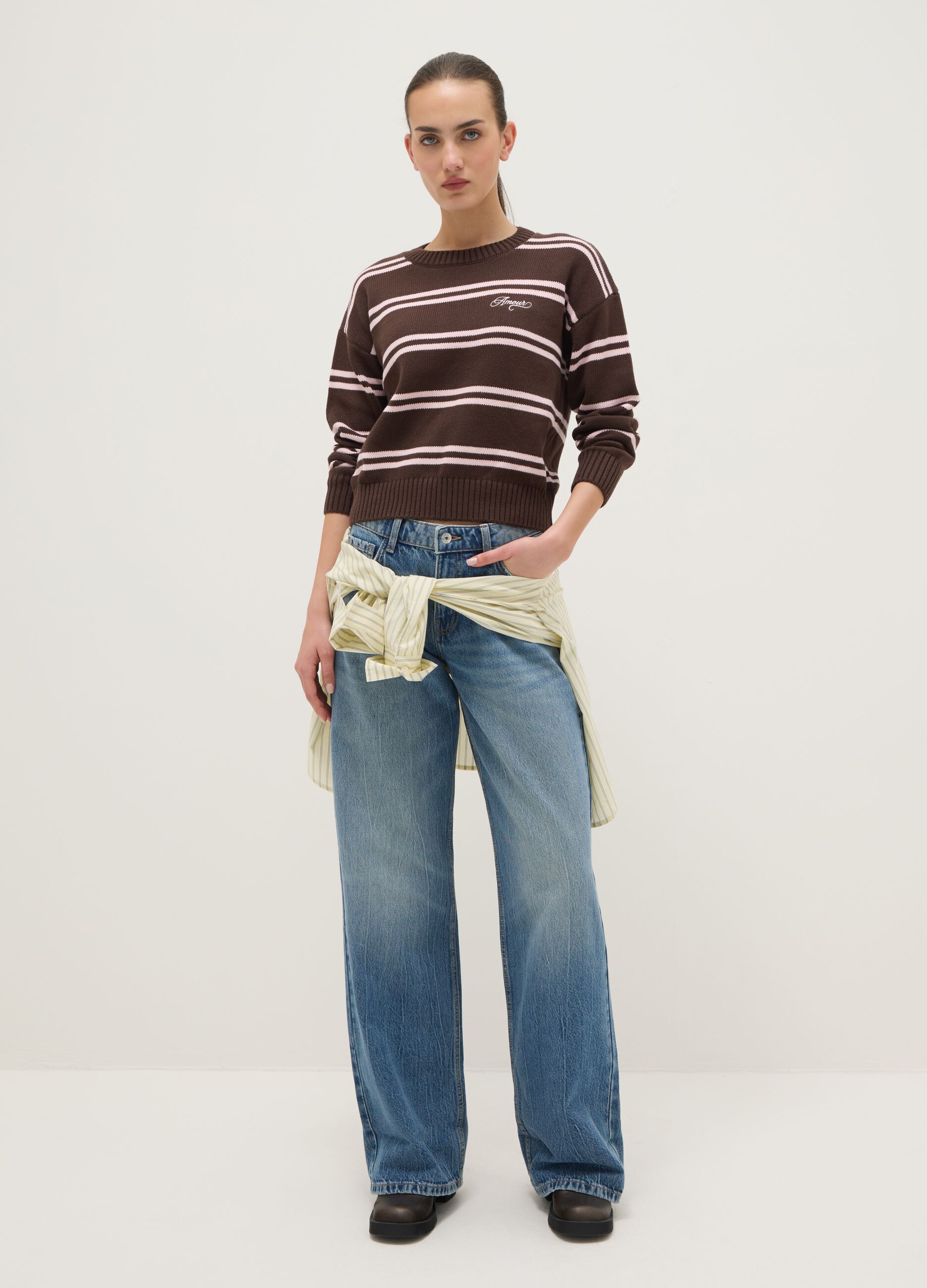 Blue pure cotton boyfriend fit jeans