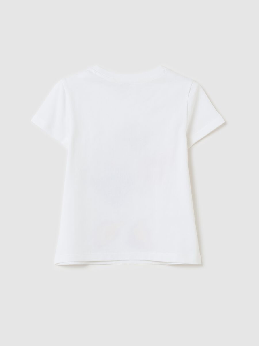 T-shirt in stretch cotton with diamanté and Daisy Duck print_1