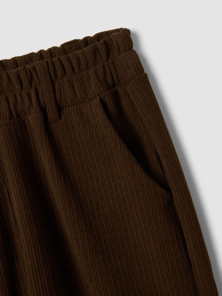 Brown regular-fit wide-leg stretch trousers_1