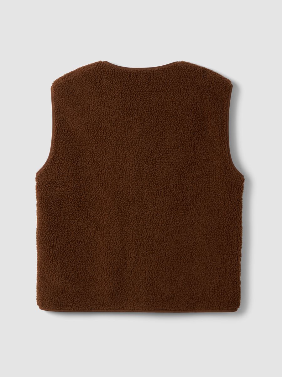 Light brown V-neck gilet with patch pockets_6