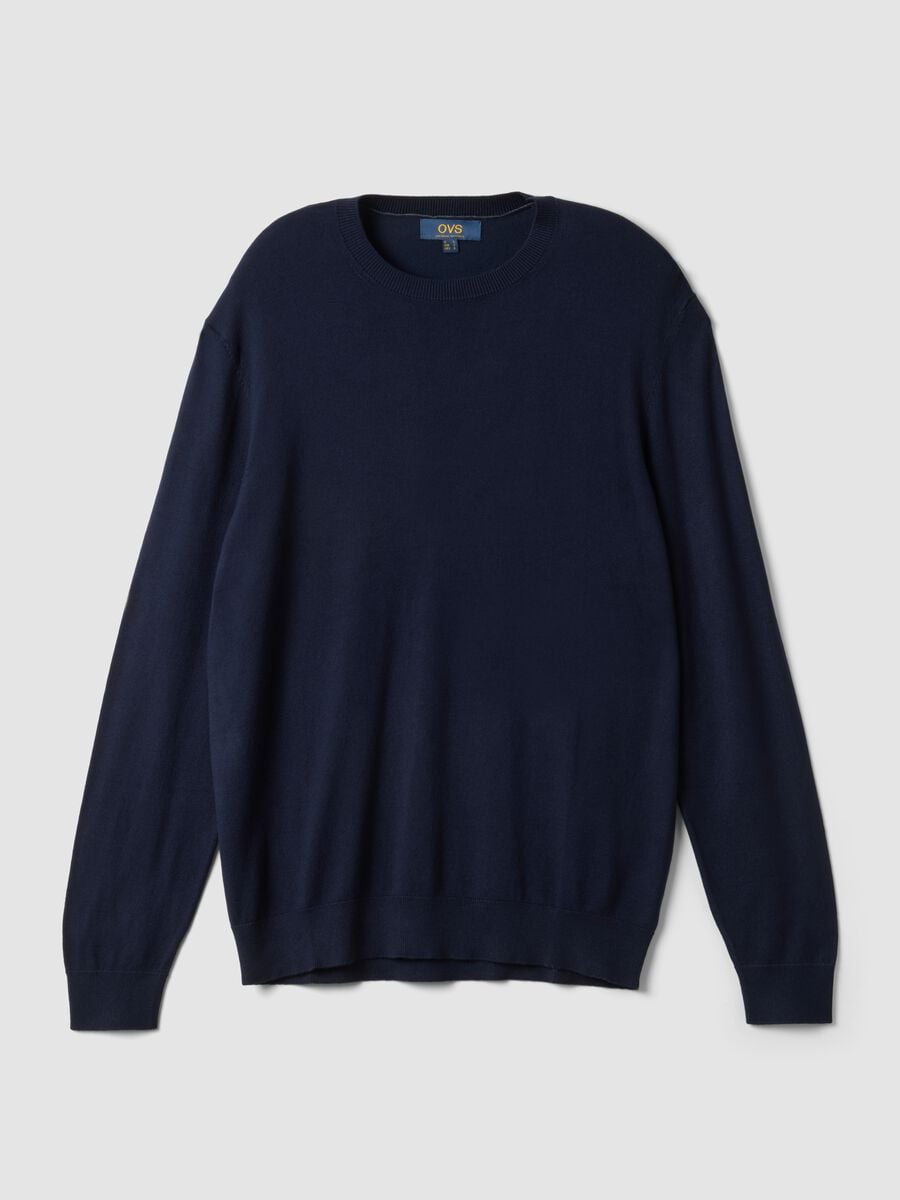Maglia girocollo blu in misto viscosa regular fit_0