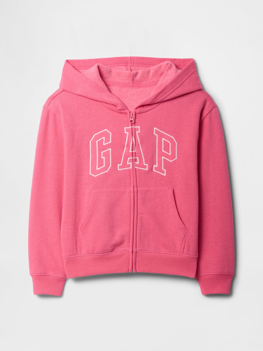 Felpa in misto cotone rosa da ragazza regular fit con zip e cappuccio_4