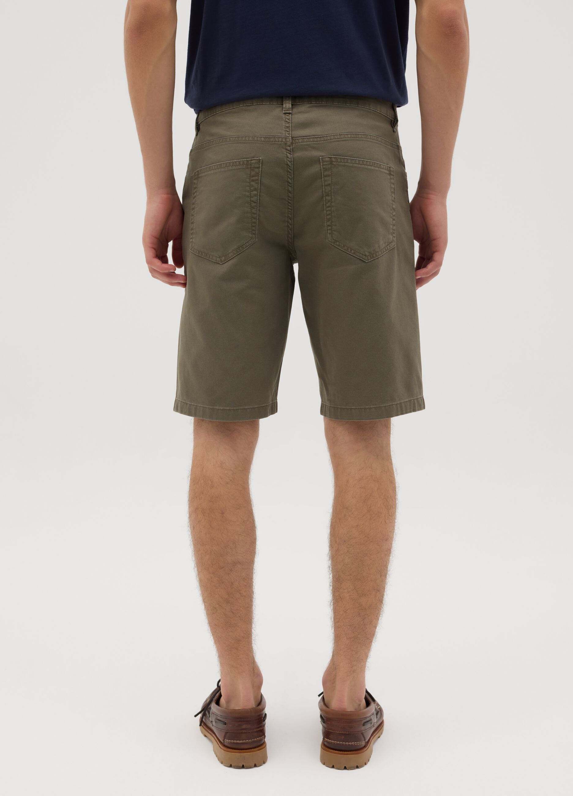 Stretch Cotton Bermuda Shorts in Green by Ovs