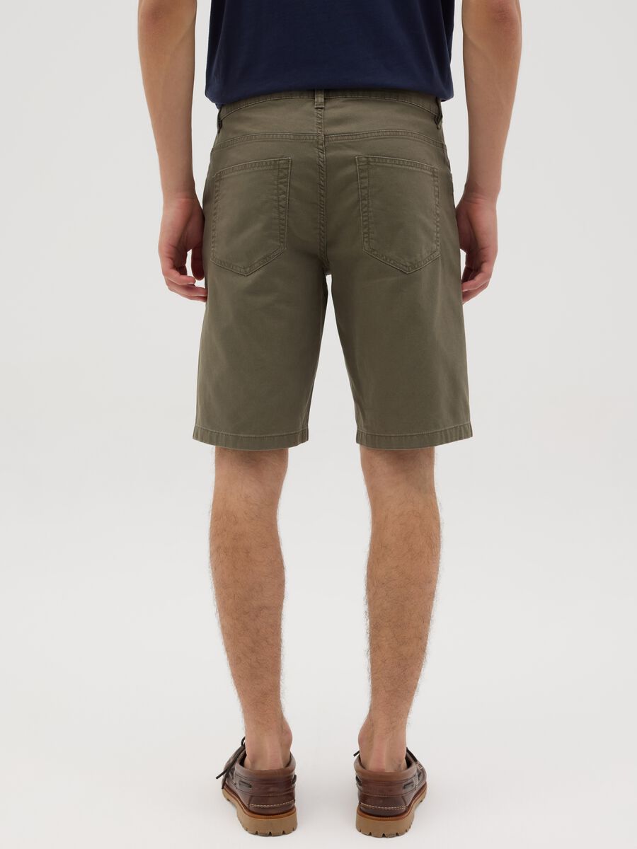 Stretch Cotton Bermuda Shorts in Green by Ovs_2