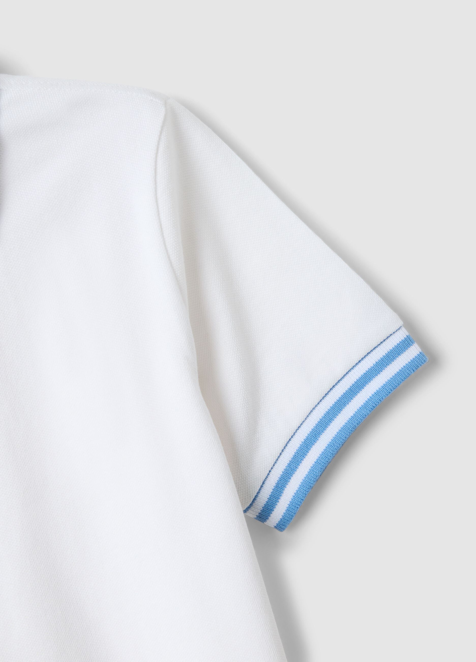 Children's white pure cotton polo regular fit with coloured trims