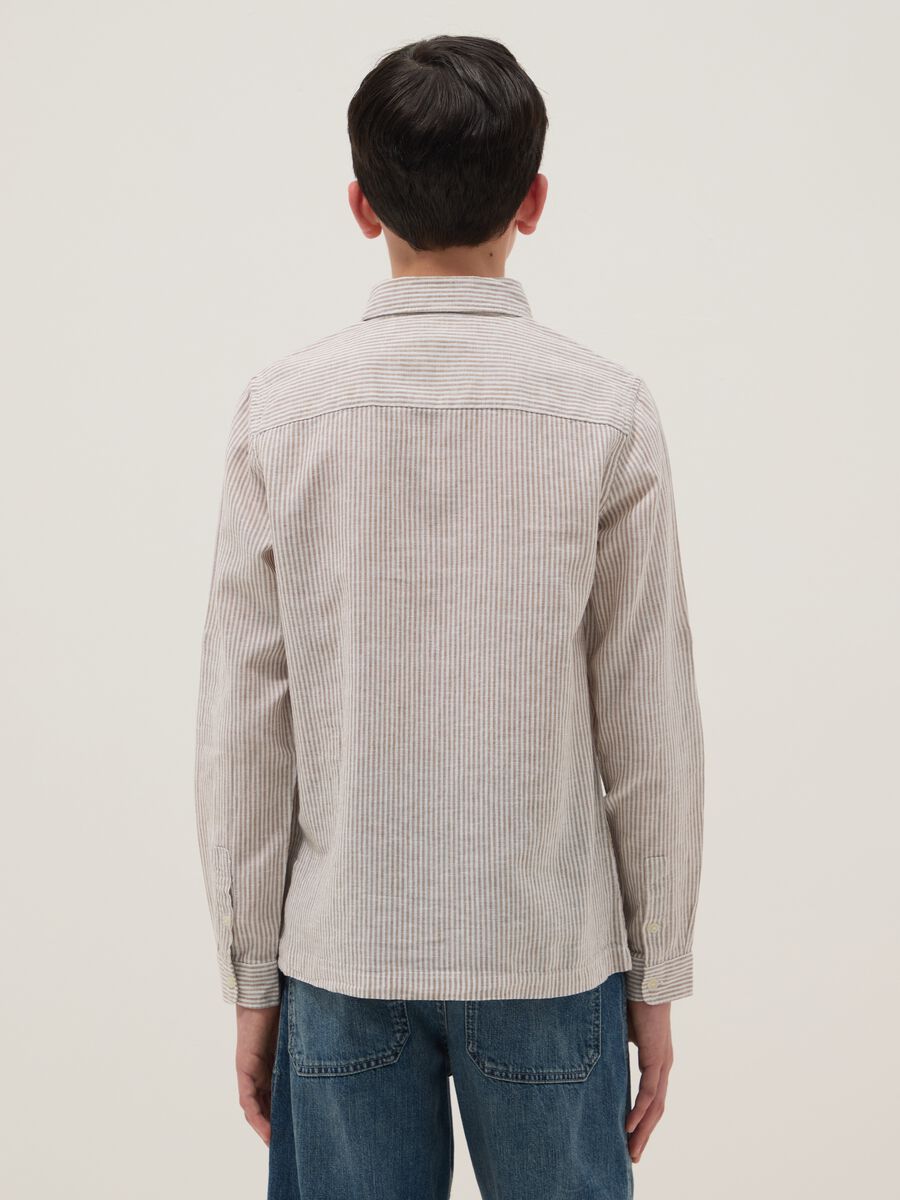 Camicia in misto lino a righe multicolor da ragazzo regular fit_2
