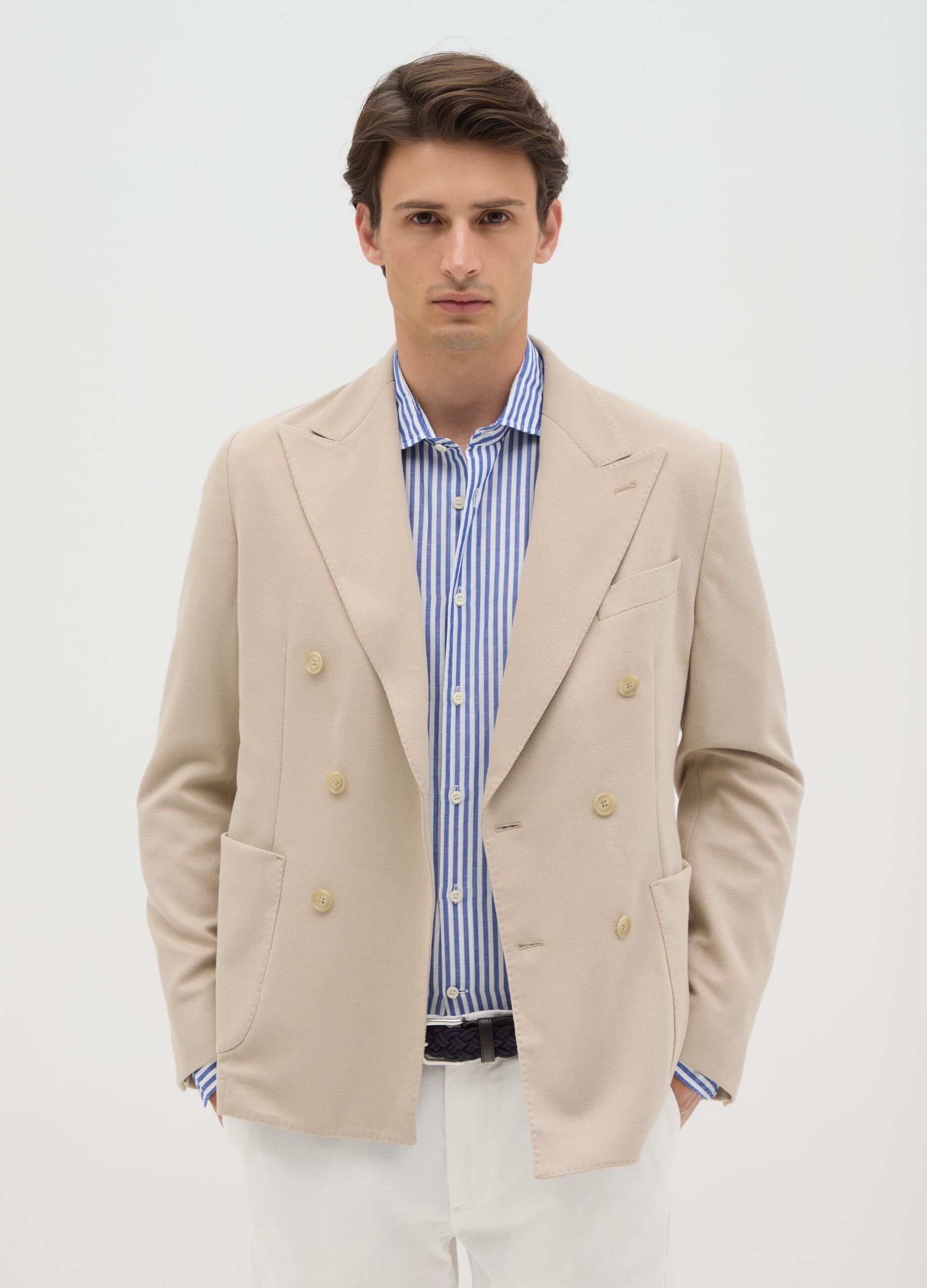 Blazer da uomo beige slim fit