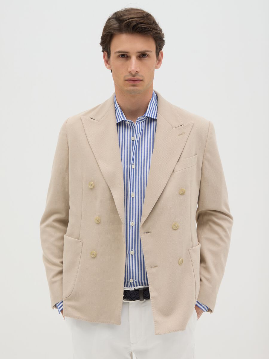 Men's Beige Slim Fit Blazer_0