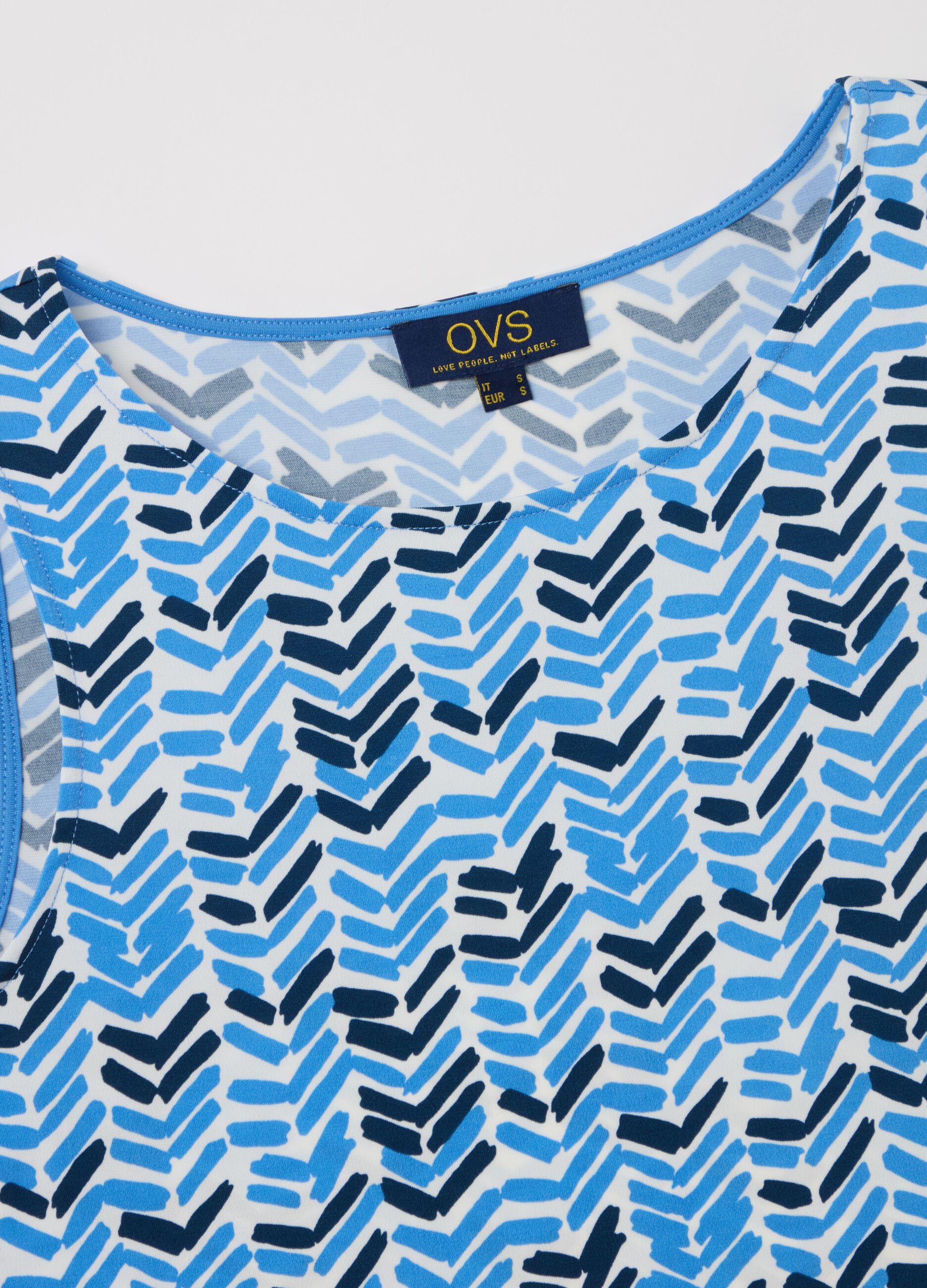 Light blue tank top with geometric pattern