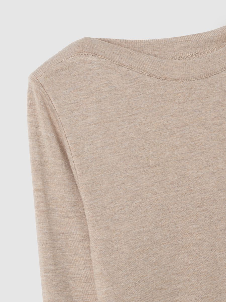 T-shirt in viscosa elasticizzata beige regular fit_1
