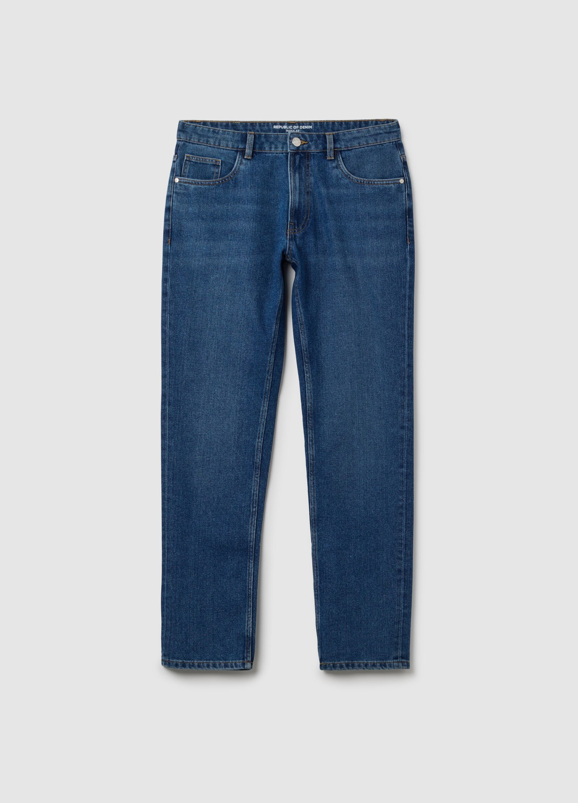 Regular fit blue denim jeans