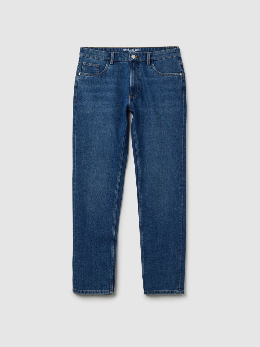 Regular fit blue denim jeans_4