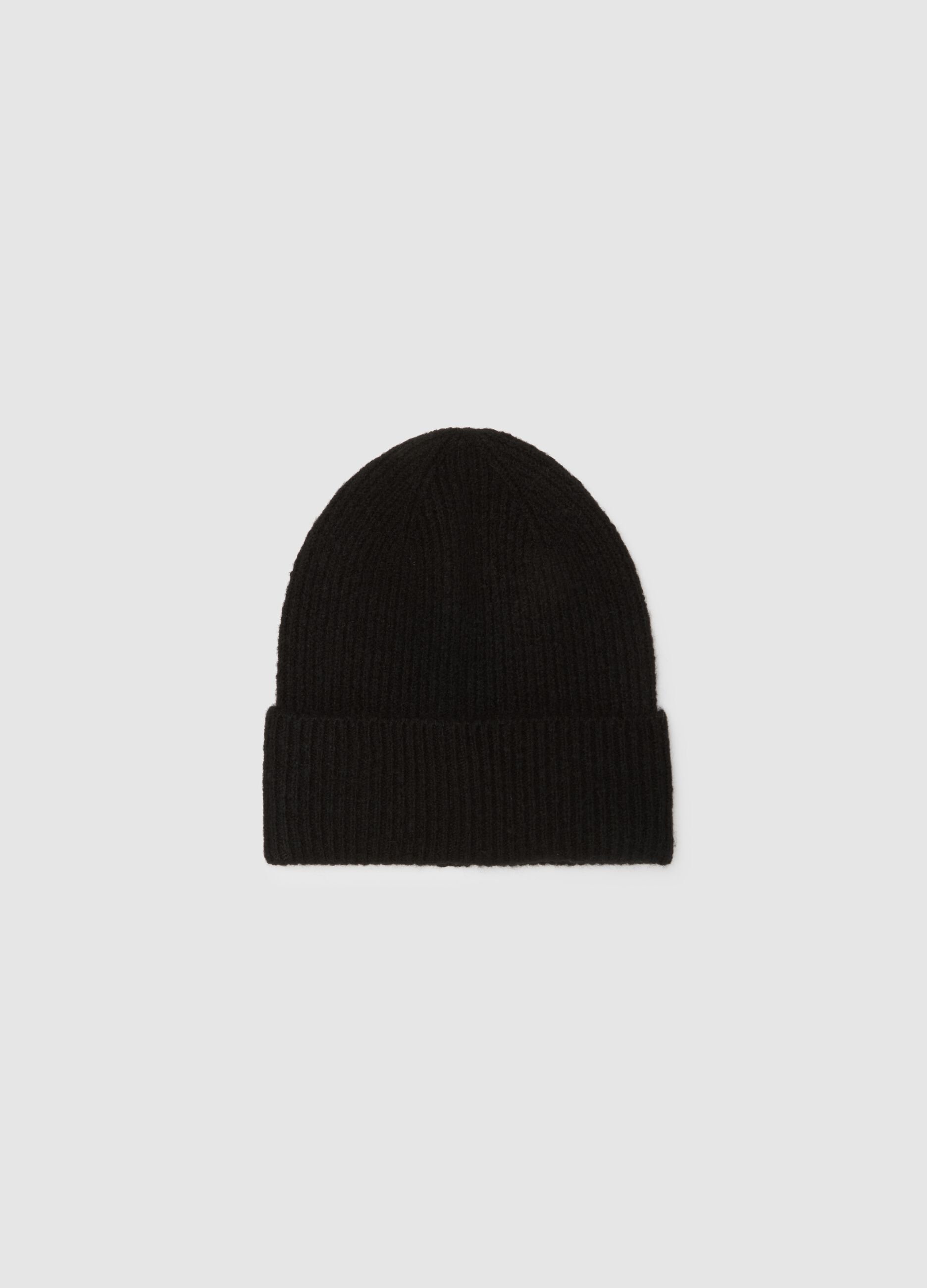 Black wool blend hat