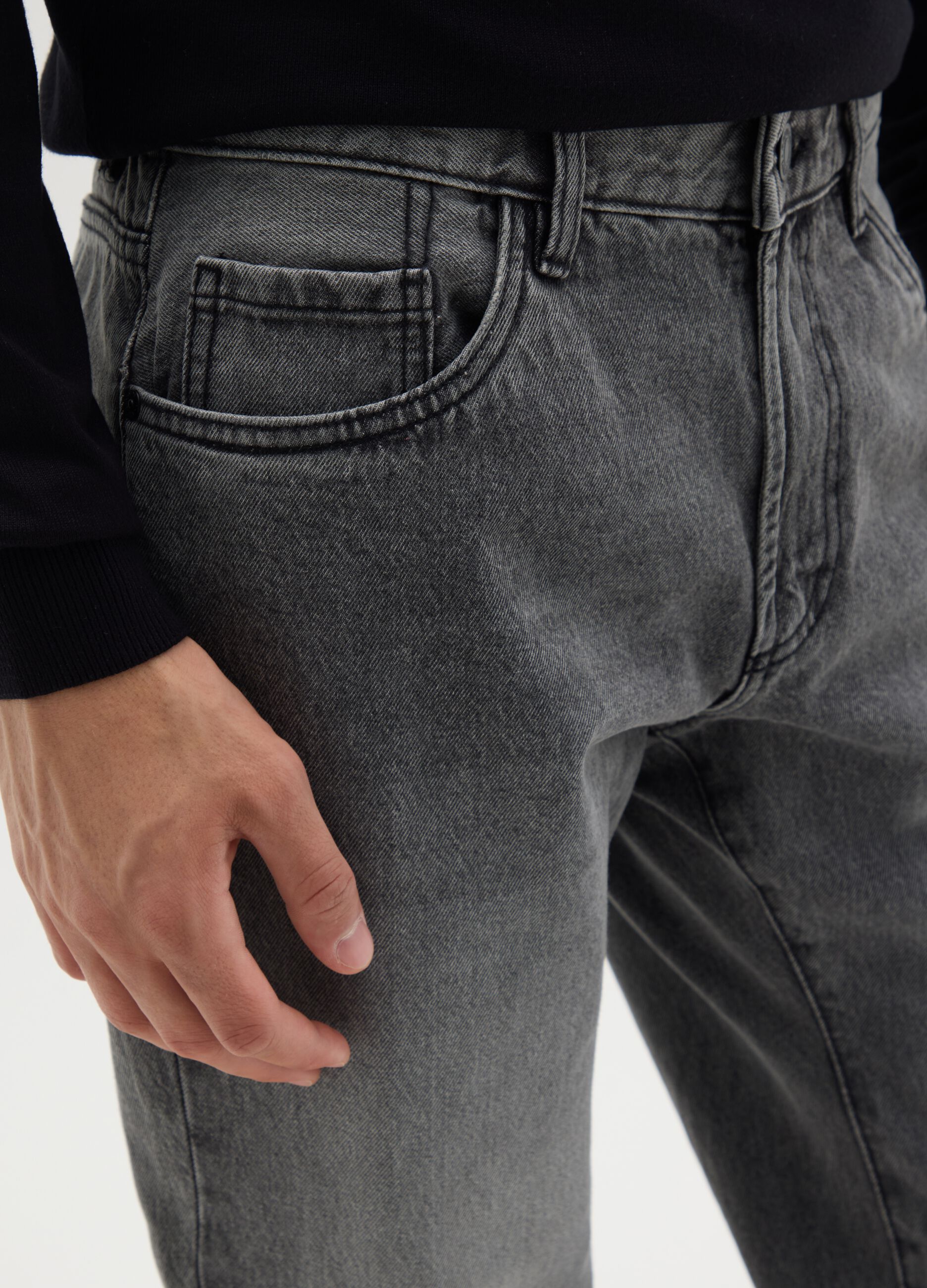Grey pure cotton regular fit jeans
