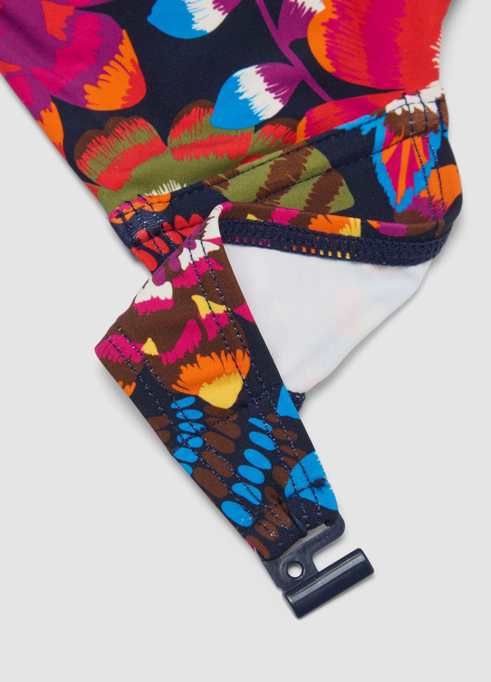 Multicolour stretch triangle bikini top