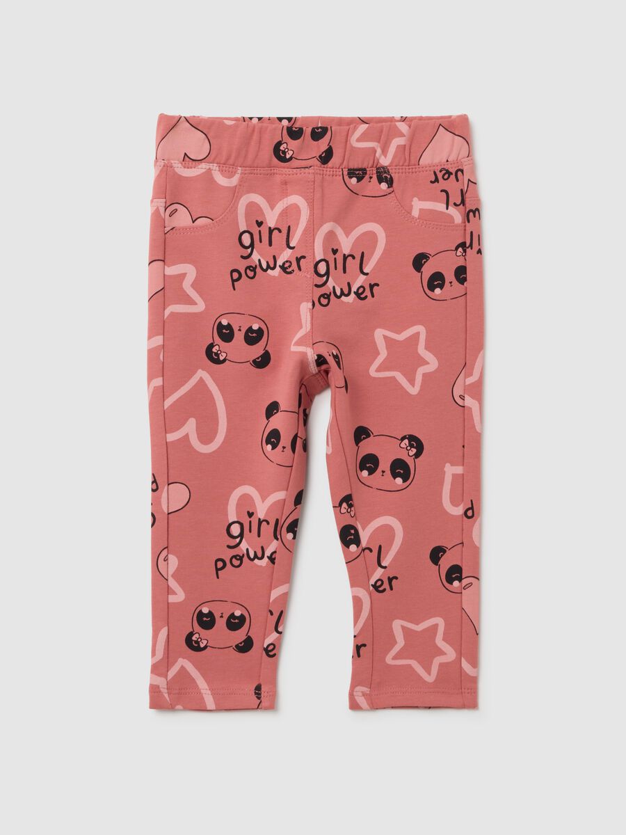 Treggings da neonata in cotone elasticizzato rosa_0