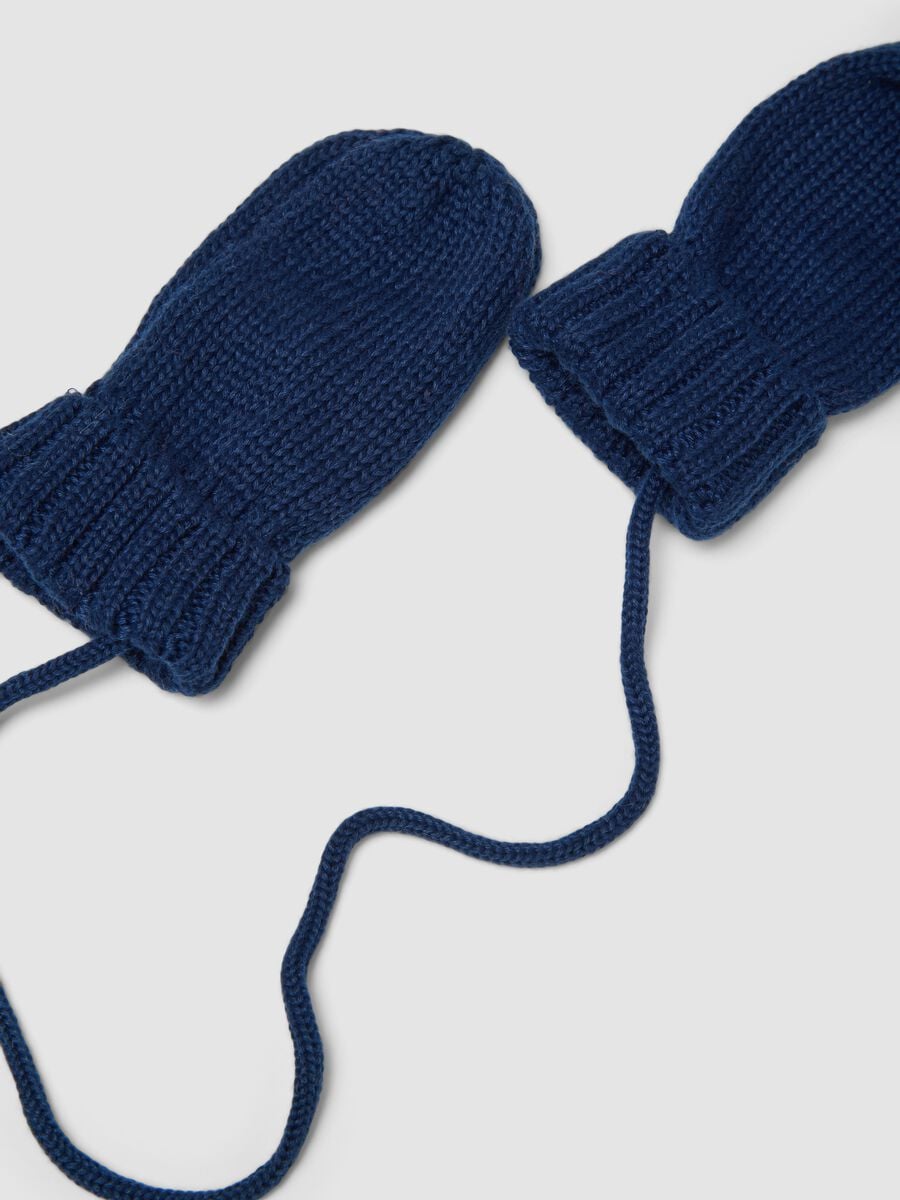 Guanti blu in maglia con laccetto_1