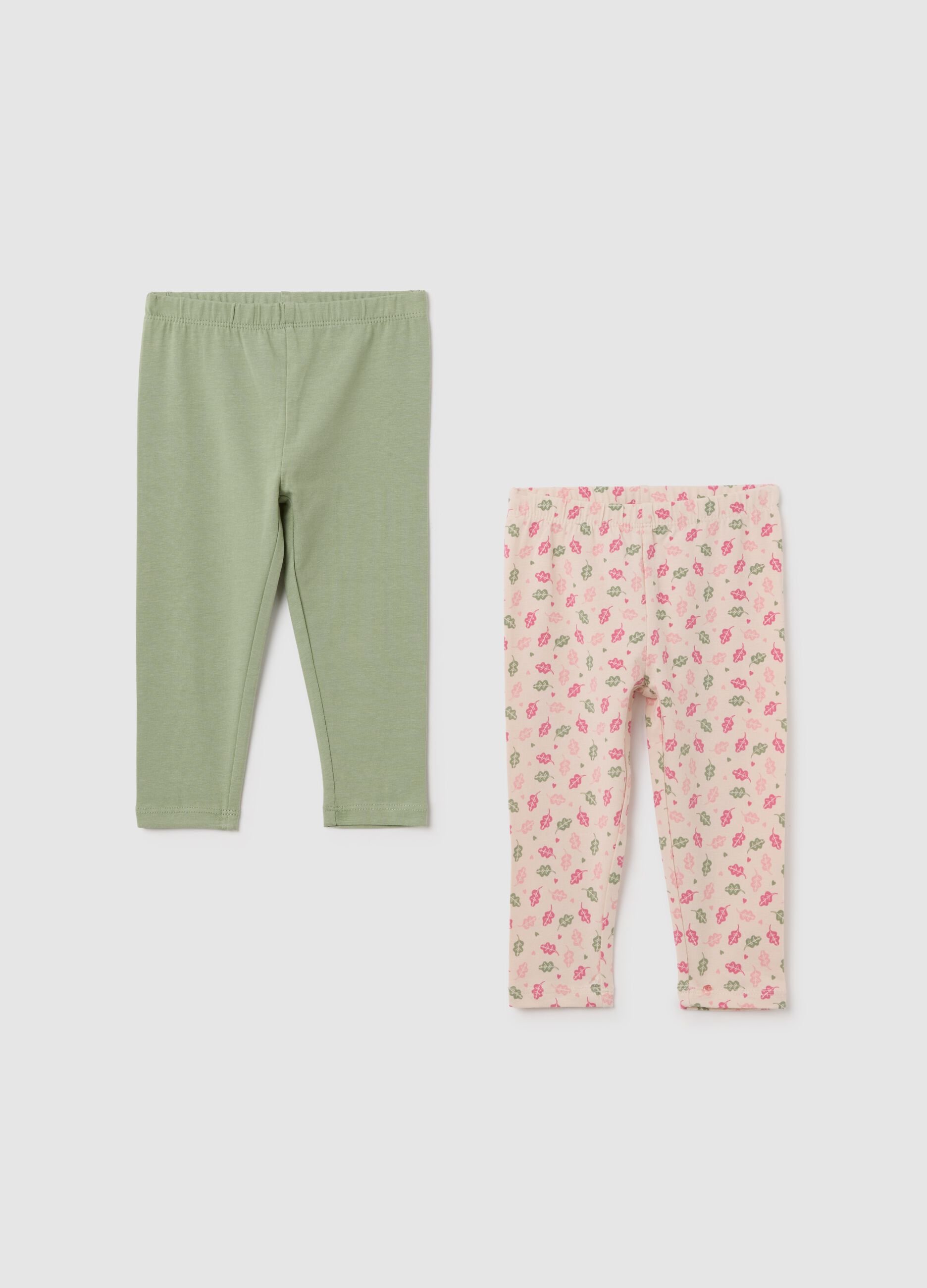 Leggings da neonata in cotone elasticizzato multicolor skinny
