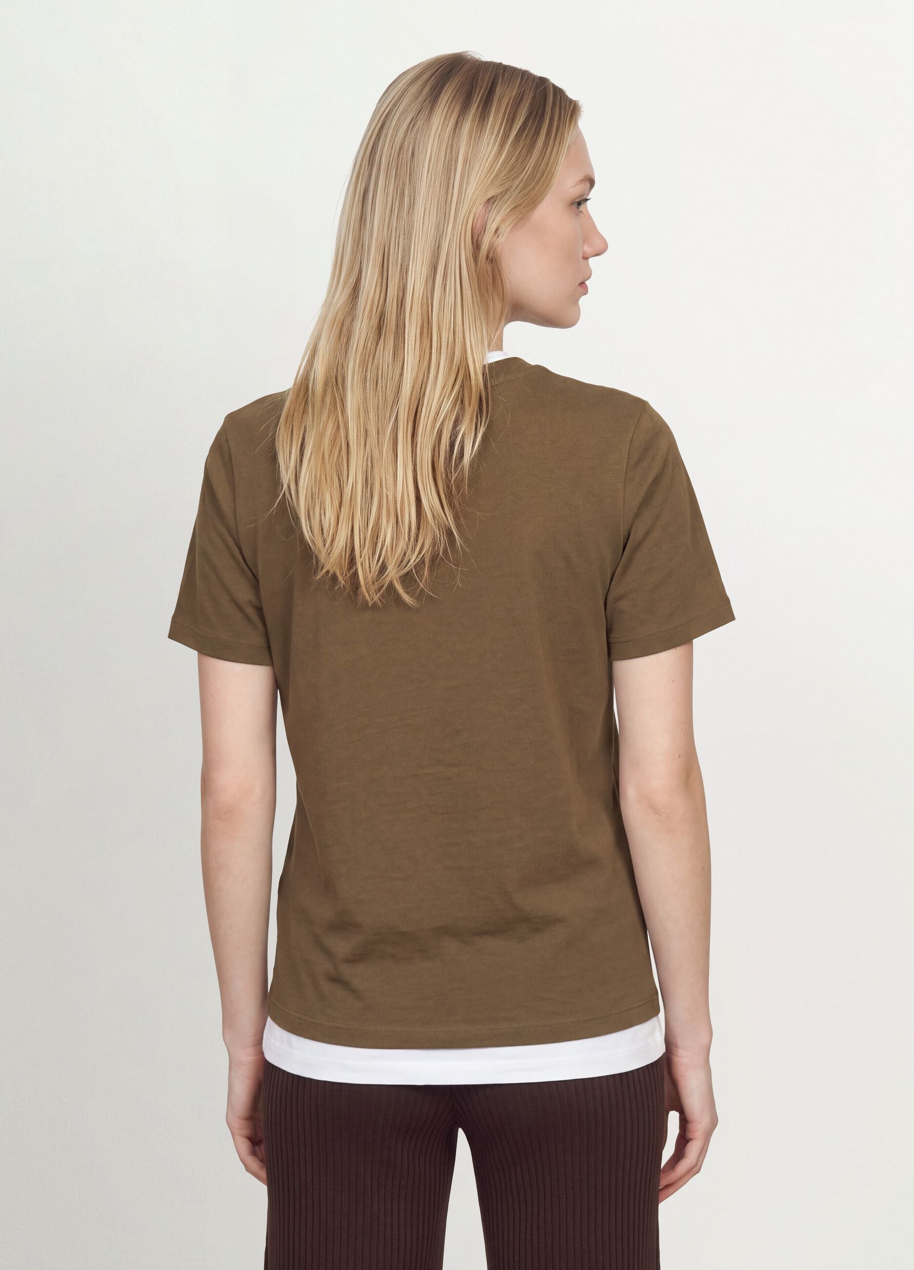 Green crew-neck T-shirt in pure organic cotton, regular fit