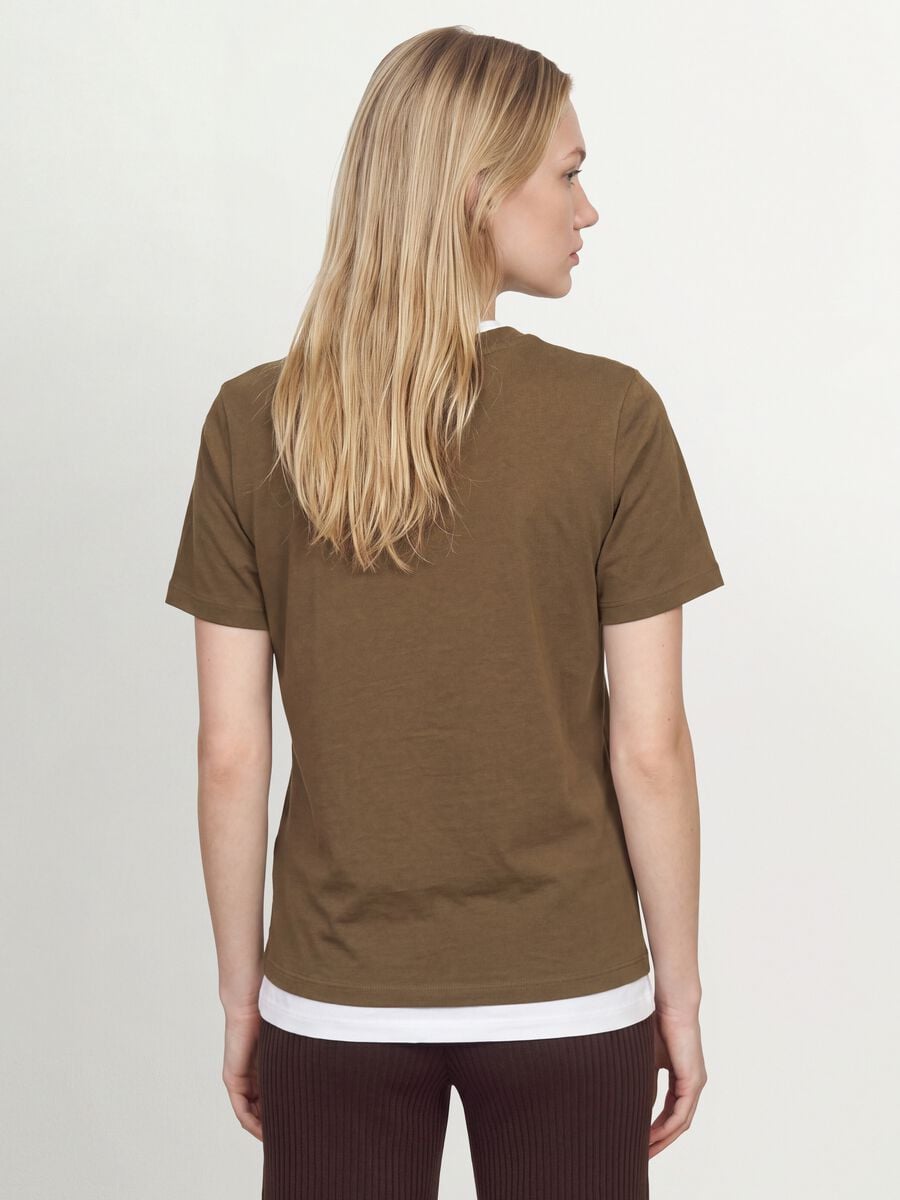 Green crew-neck T-shirt in pure organic cotton, regular fit_2