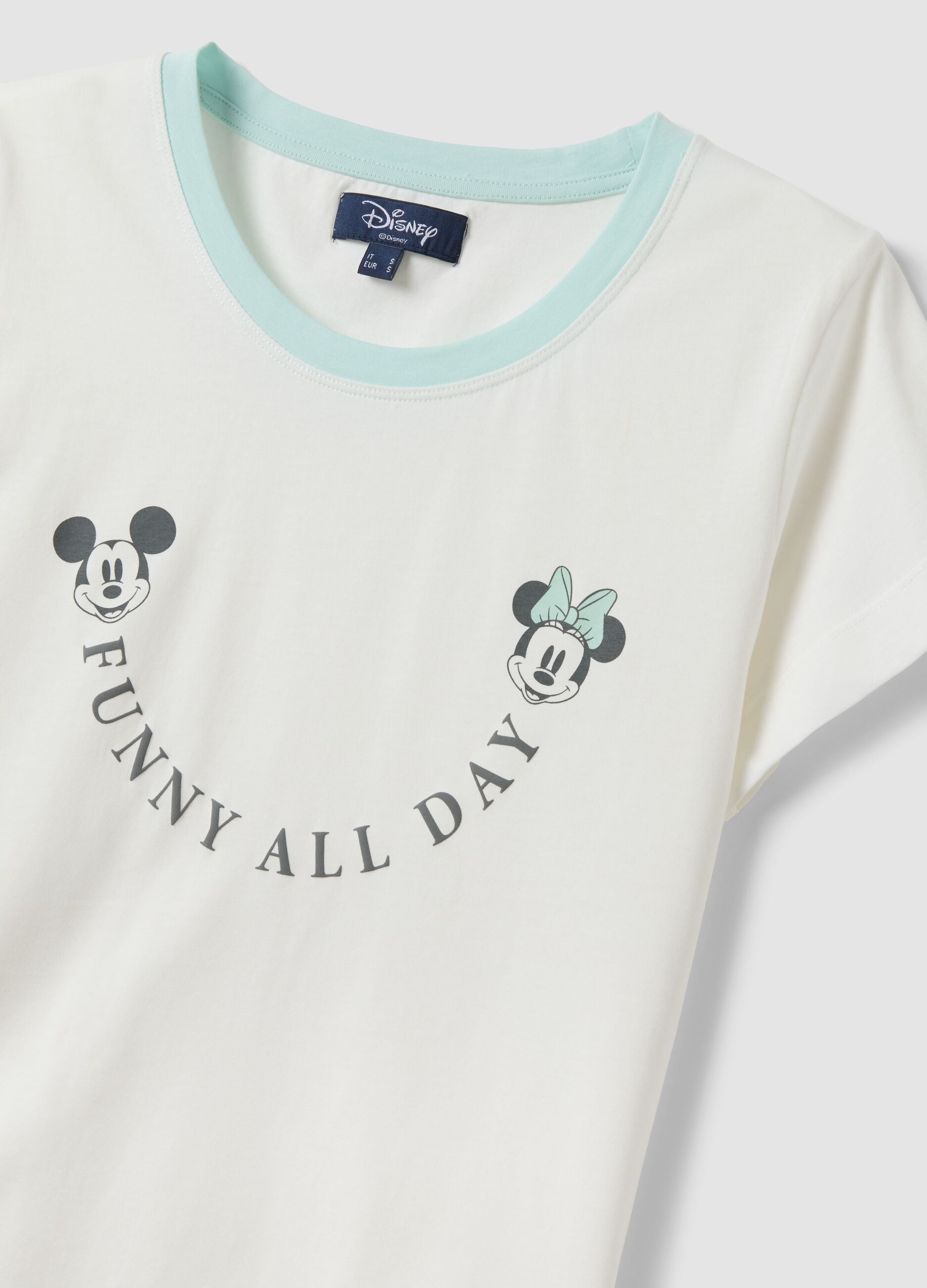 White organic cotton Mickey Mouse print pyjama T-shirt
