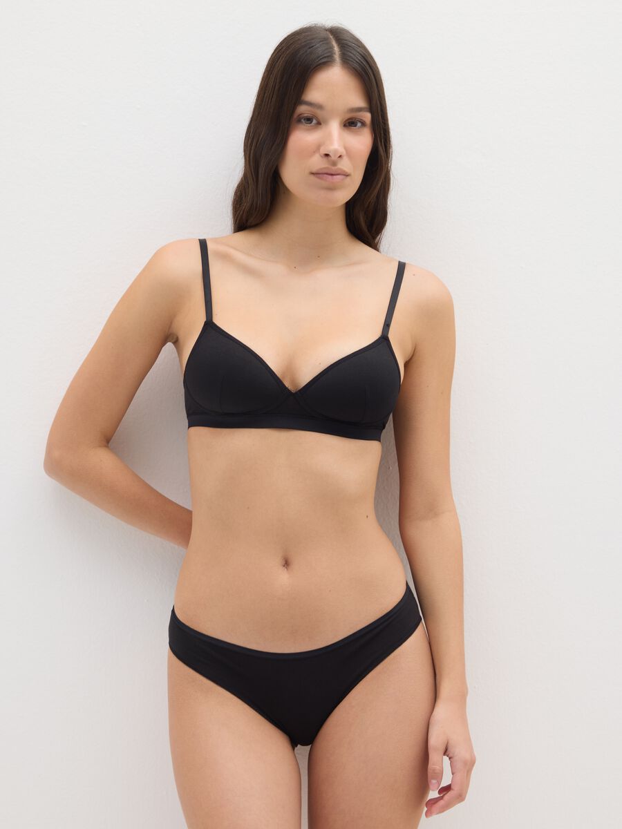 Reggiseno a balconcino in cotone elasticizzato nero_1