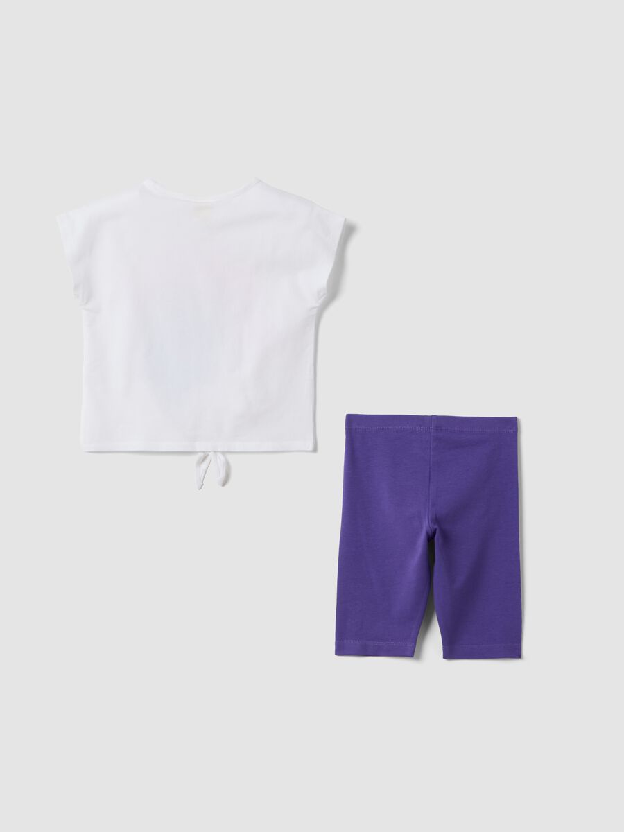 Set in cotone elasticizzato multicolor da bambina con stampa Stitch_3