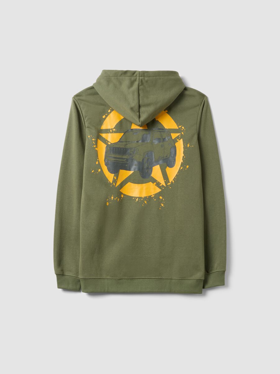 Felpa in misto cotone verde regular fit da bambino con full zip_1