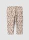 Beige stretch cotton leggings with animal print_0
