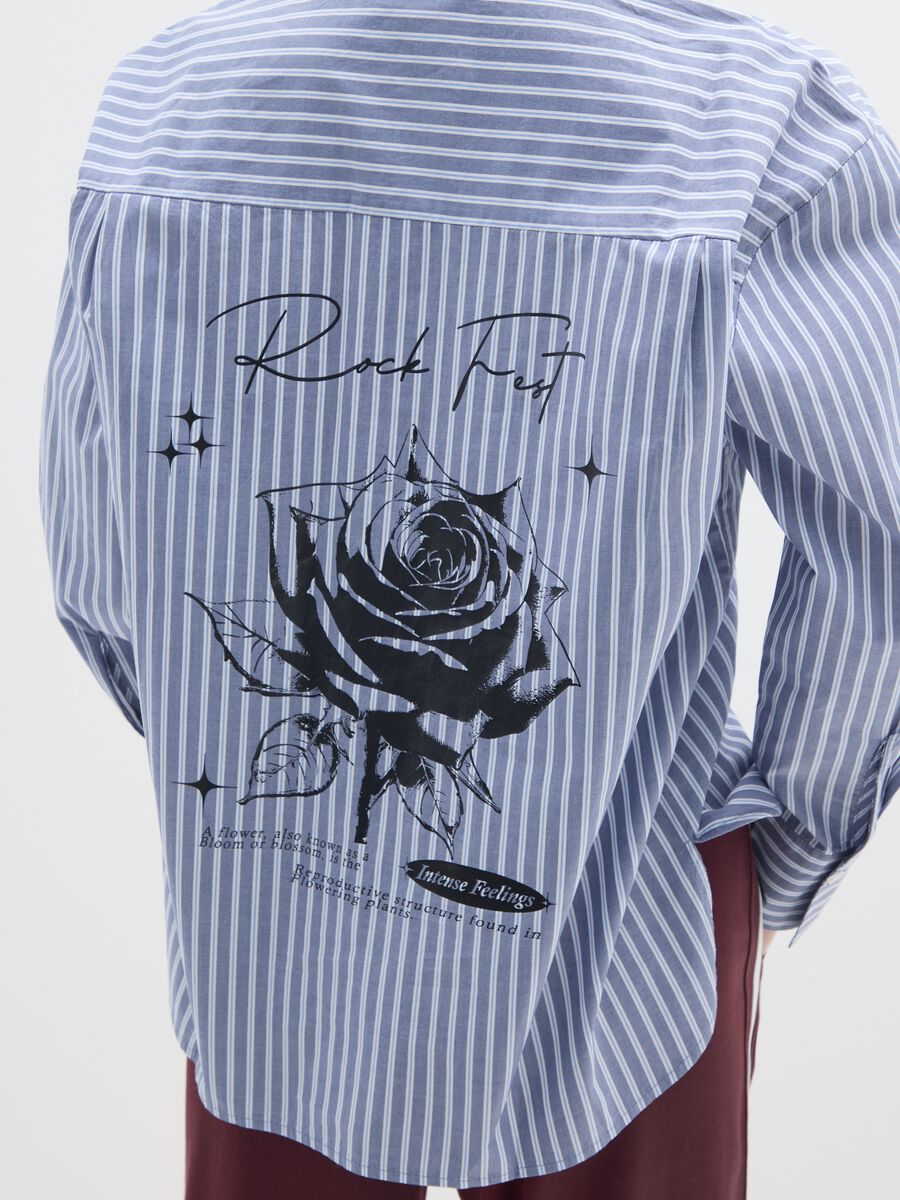 Camicia azzurra a righe in puro cotone vestibilità over_3