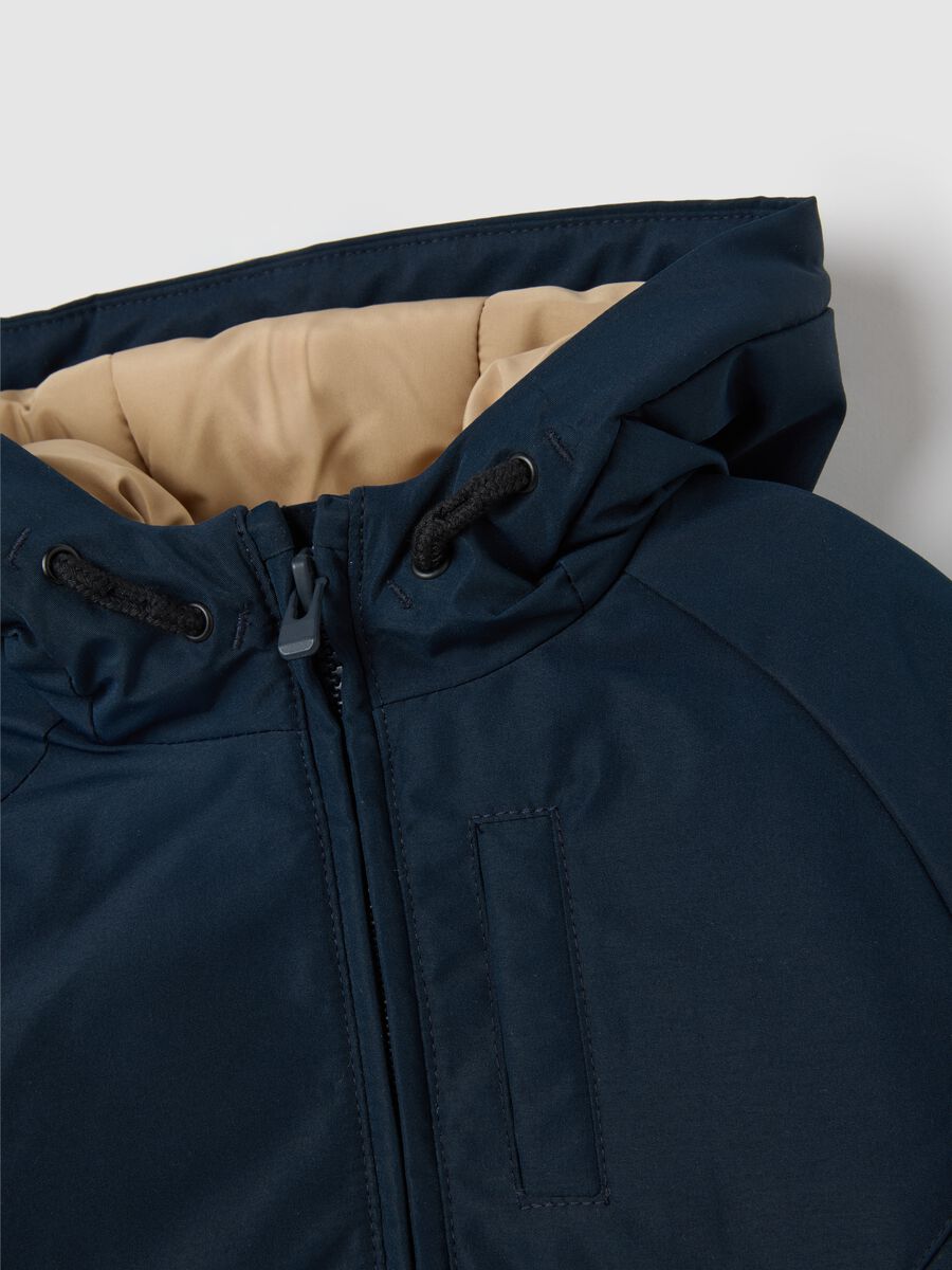 Children's blue regular fit jacket with hood_3