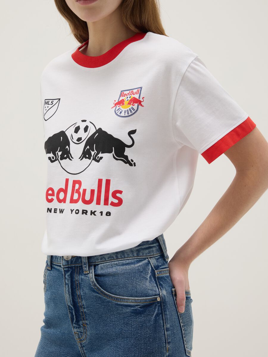 T-shirt in cotone elasticizzato multicolor regular fit con stampa Red Bulls_3